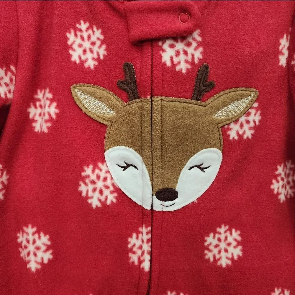 New Toddler  girl's fleece Christmas footed pajama bundle